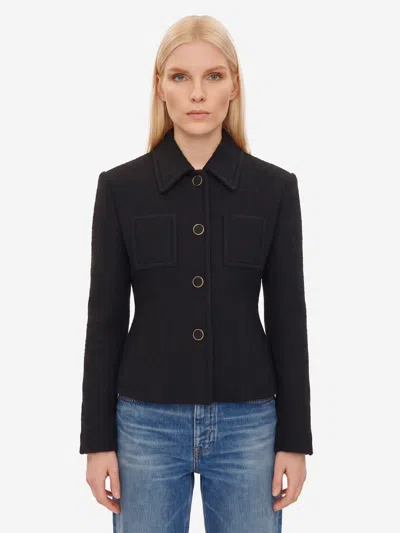 Chloé Chic Virgin Wool Stretch Jacket With Soft Cotton-viscose Lining In Black
