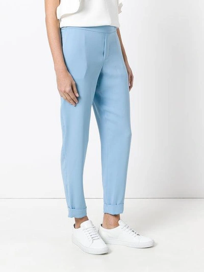 Shop P.a.r.o.s.h . Slim Fitting Trouser With Turn-ups - Blue