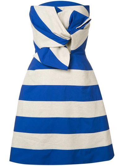 Delpozo Bandeau Dress With Linen And Cotton In Klein Blue