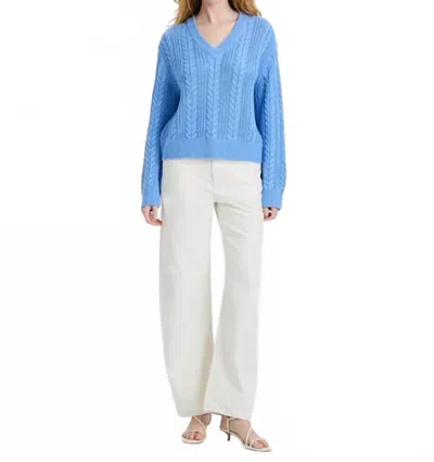 French Connection Ryland Knit Stripe Pullover Sweater In Blue Hydrangea In Blue