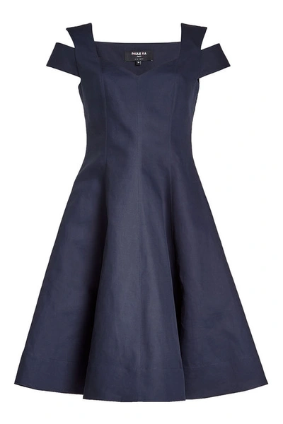 Paule Ka Cotton Dress With Cut-out Shoulders In Blue
