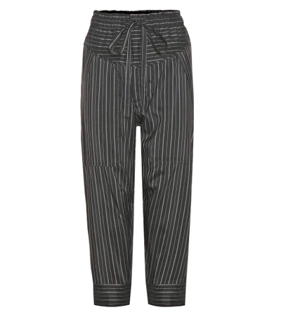 Shop Isabel Marant Shantel Striped Silk-blend Cropped Trousers In Black