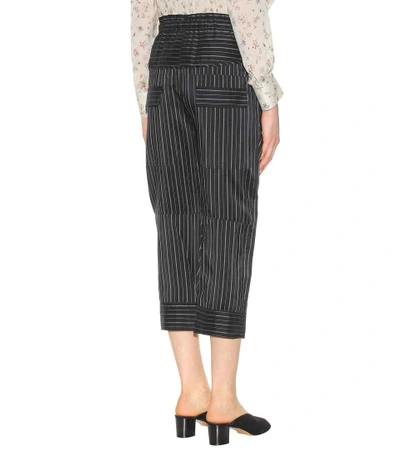 Shop Isabel Marant Shantel Striped Silk-blend Cropped Trousers In Black