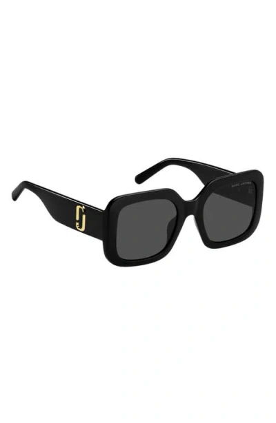 Marc Jacobs 53mm Gradient Polarized Square Sunglasses In Black