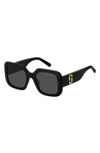 Marc Jacobs 53mm Gradient Polarized Square Sunglasses In Black