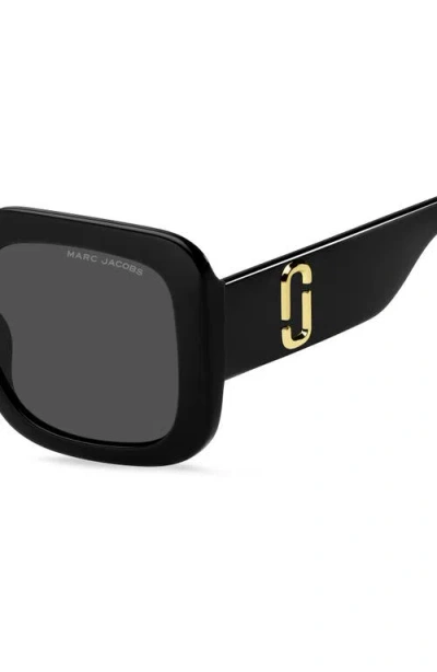 Marc Jacobs 53mm Gradient Polarized Square Sunglasses In Black