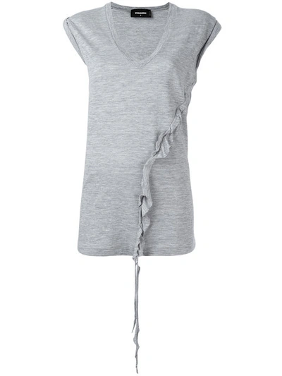 Dsquared2 Asymmetric Twisted T-shirt In Grey
