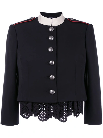 Shop Alexander Mcqueen Military Lace Insert Jacket In 1000