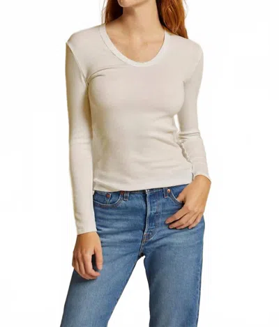Perfectwhitetee Robyn Luxe Rib Long Sleeve Top In Sugar In Gray
