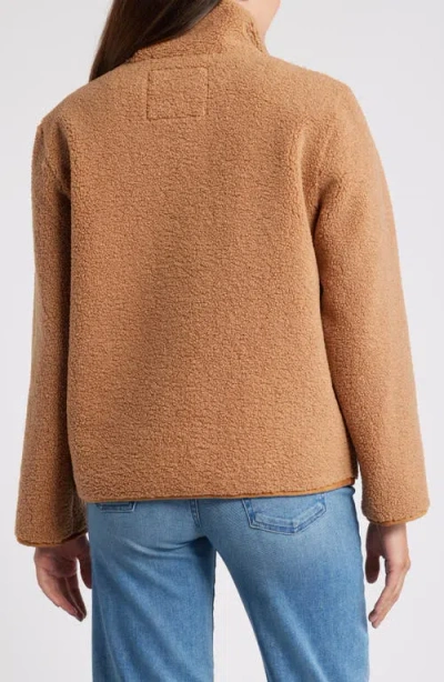 Sam Edelman Toggle Front Faux Shearling Jacket In Brown