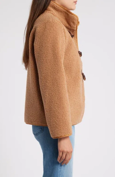 Sam Edelman Toggle Front Faux Shearling Jacket In Brown