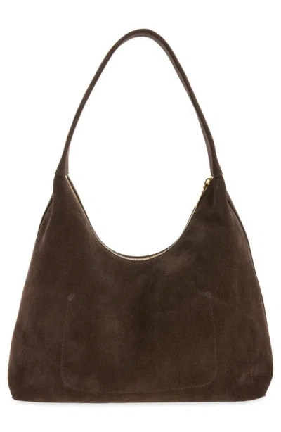 Mansur Gavriel Candy Suede Shoulder Bag In Ebony