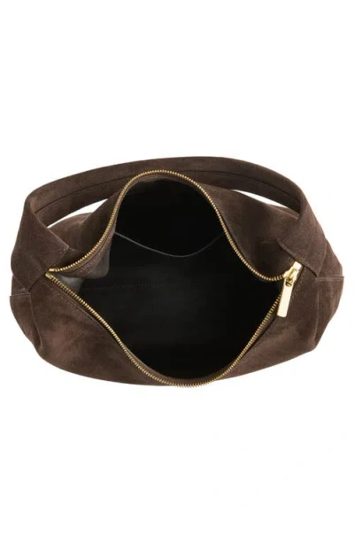 Mansur Gavriel Candy Suede Shoulder Bag In Ebony