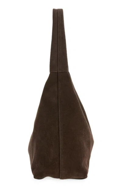 Mansur Gavriel Candy Suede Shoulder Bag In Ebony