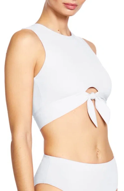 Robin Piccone Ava Tie Front Bikini Top In White