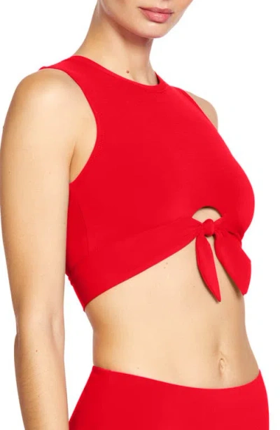 Robin Piccone Ava Tie Front Bikini Top In Red