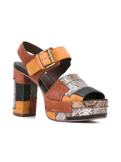 Shop See By Chloé Snakeprint Buckled Sandals