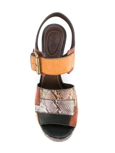 Shop See By Chloé Snakeprint Buckled Sandals