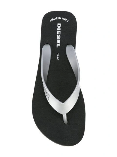 Shop Diesel Saveral Metallic Flip Flops In Black