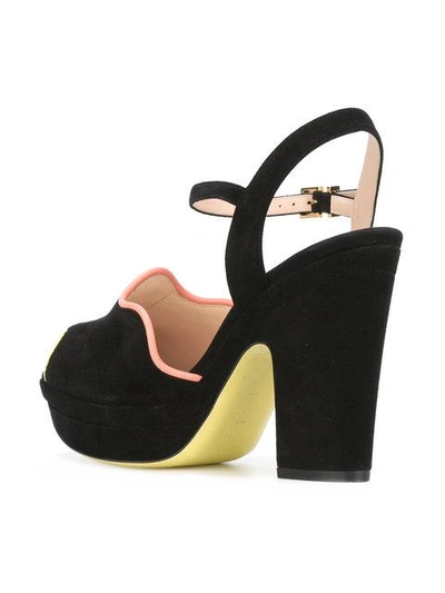 Shop Fendi Frill Heeled Sandals In Black