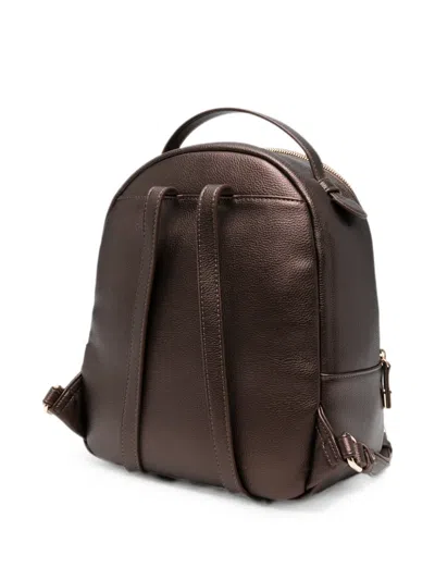 Liu •jo Logo-plaque Pebbled-effect Backpack In Brown