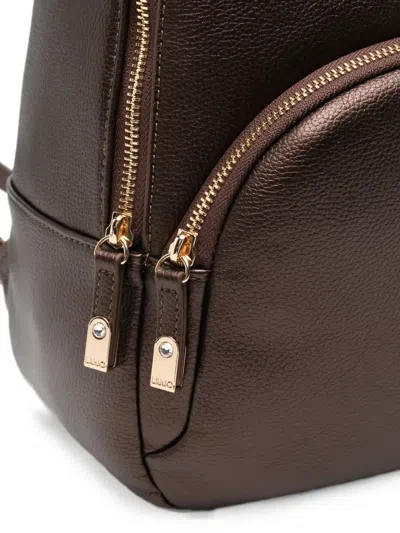 Liu •jo Logo-plaque Pebbled-effect Backpack In Brown