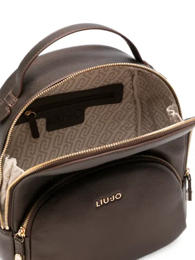 Liu •jo Logo-plaque Pebbled-effect Backpack In Brown