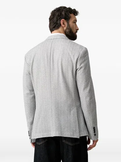 Joop Herringbone-pattern Notch-lapels Blazer In White