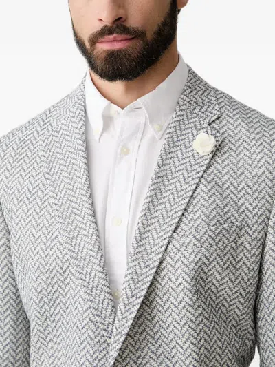 Joop Herringbone-pattern Notch-lapels Blazer In White
