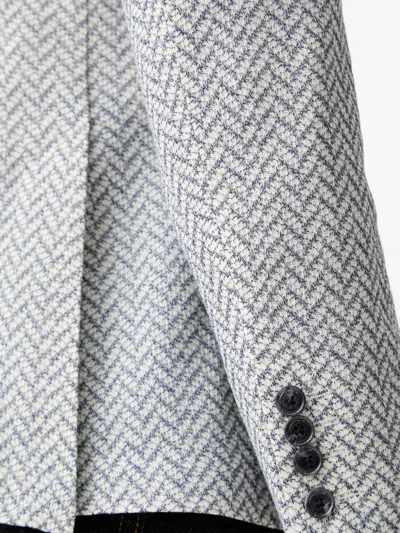 Joop Herringbone-pattern Notch-lapels Blazer In White
