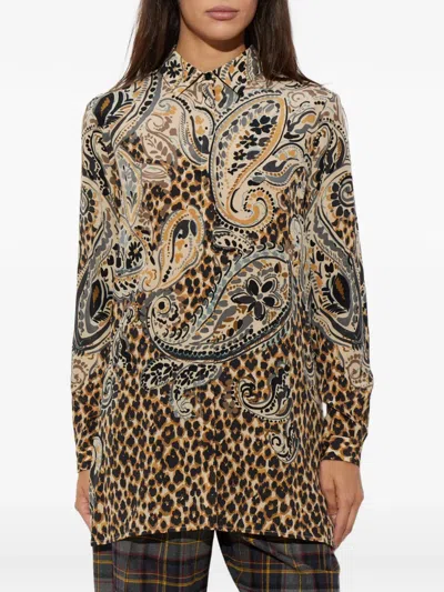 Etro Leopard-pattern Shirt In Brown