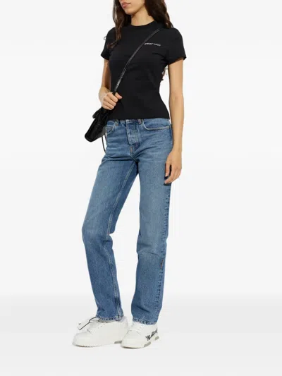 Off-white Logo-embroidered T-shirt In Black