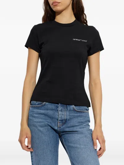 Off-white Logo-embroidered T-shirt In Black