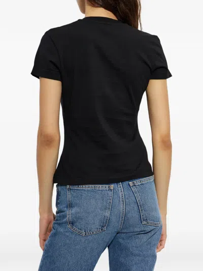 Off-white Logo-embroidered T-shirt In Black