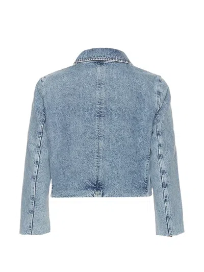 Frame Peter Pan Collar Denim Jacket In Blue