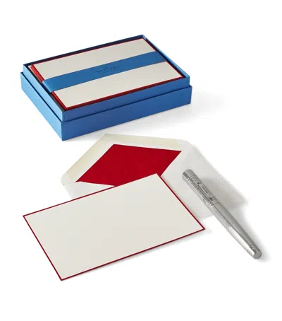 Smythson Bordered Correspondence Cards In Red