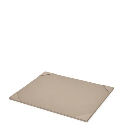 Smythson Leather Desk Mat In Brown