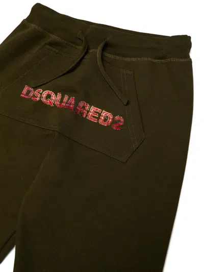 Dsquared2 Logo-patch Drawstring Track Pants In Green