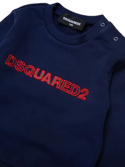 Dsquared2 Logo-embroidered Press-stud Sweatshirt In Blue