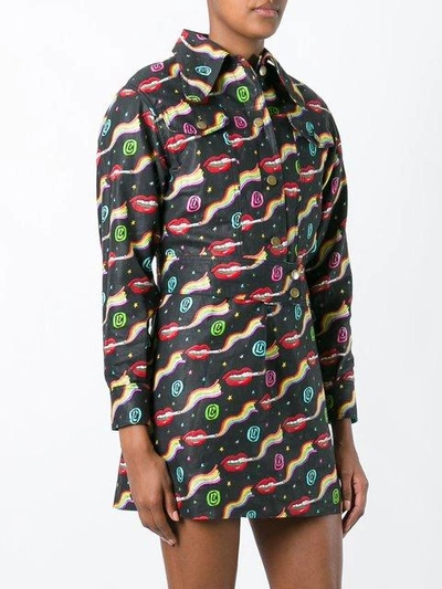 Shop Olympia Le-tan Smoking Lips Print Jacket - Black