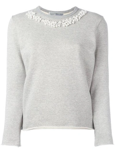Shop Comme Des Garçons Comme Des Garçons Pearled Trim Sweatshirt - Grey