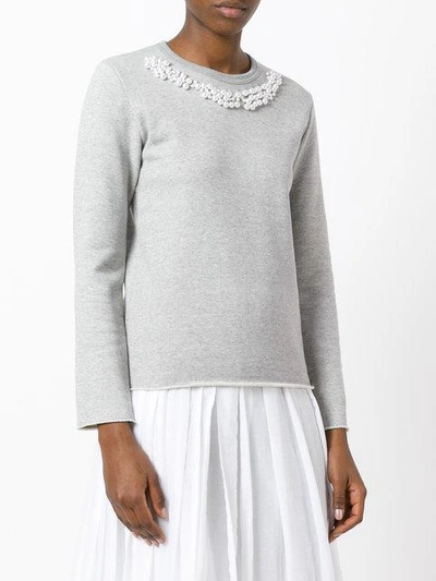 Shop Comme Des Garçons Comme Des Garçons Pearled Trim Sweatshirt - Grey