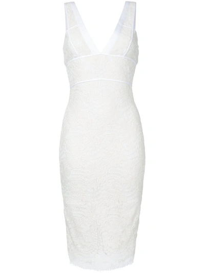 Shop Victoria Beckham Lace Fitted Dress In White