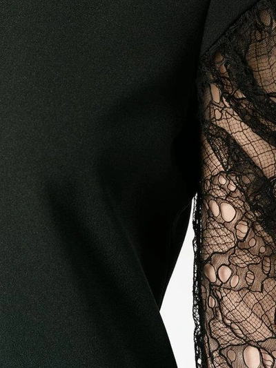 Shop Saint Laurent Contrasting Sleeve Mini Dress - Black