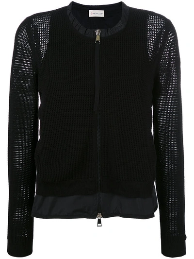 Moncler Black Hem Detail Zip-up Sweater