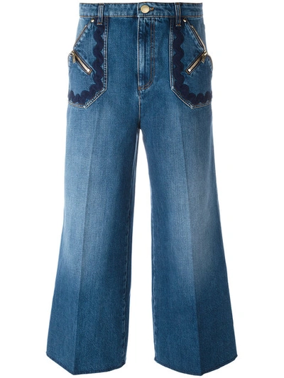 Shop Sonia Rykiel Wide-legged Cropped Jeans