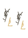 Saint Laurent Set Of Two Monogram Clip-on Earrings In Black