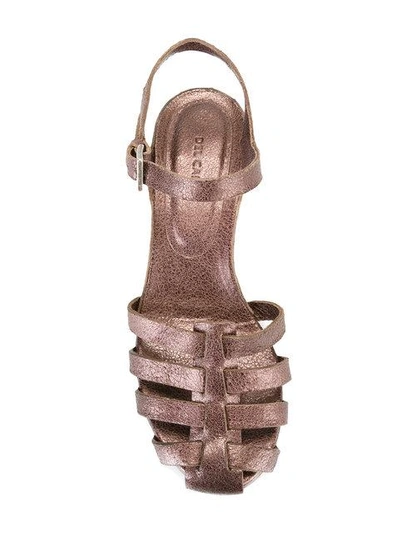 Shop Roberto Del Carlo Mid Block Heel Sandals In Metallic