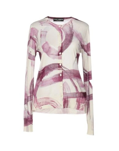 Shop Dolce & Gabbana Woman Cardigan Deep Purple Size 0 Silk