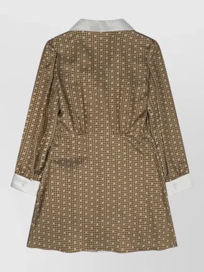 Celine Mid Length Coat Flared Cut Pattern In Brown